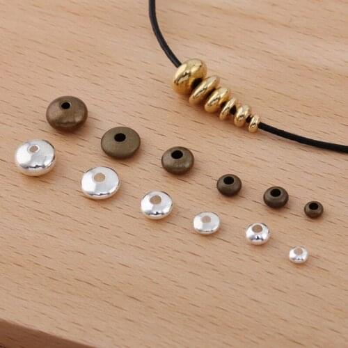 100pcs 3.5-4.5-5-6-7.5mm Metal Brass Spacer Beads Round Flat Round Beads DIY Loose Beads DIY Accessories For Jewelry Making