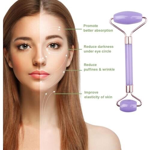 2 in 1 Roller Natural Rose Guasha Roller Facial Body Massager Roller Gua sha Board Scraper Face Lifting Tool