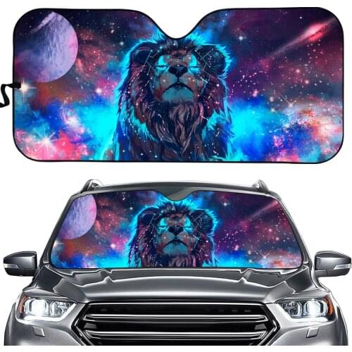 3D Galaxy Space Lion Pattern Design Car Sunshade Protection Front Window/Windshield Sun Shade Cover UV Protect Visor Drop Ship