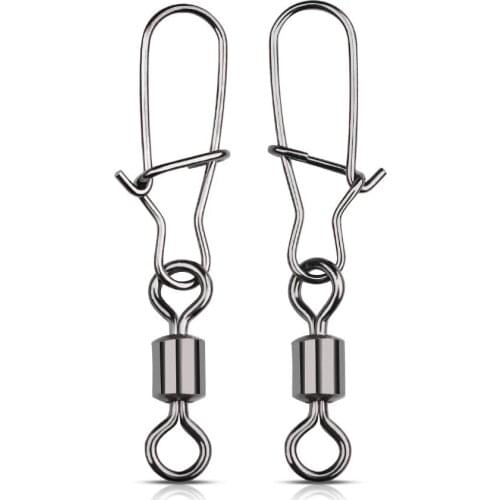 50PCS 1-12# Stainless Steel Fishing Connector Pin Bearing Rolling Swivel Snap Pins Fishing Tackle Accessories Fishing tools