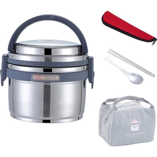 8 Hours Vacuum Thermal Insulation Leakproof Stainless Steel Lunch Box Set Portable Kids School Bento Box Thermos Food Container
