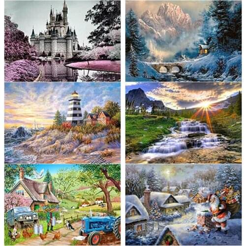 5D DIY Diamond Painting Landscape Diamond Embroidery Sunset Cross Stitch Full Square Round Drill Crafts Manual Gift Home Decor