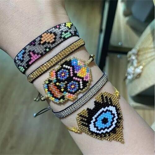 ZHONGVI Evil Eye Bracelet For Women MIYUKI Leopard Bracelets New Mexican Pulseras Heart Jewelry Handmade Woven Armband Wholesale
