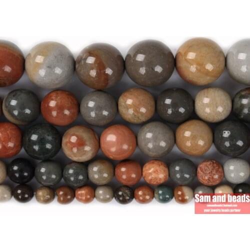 Wholesale Natural Stone American Picture Jaspers Round loose Beads 15" Strand 4 6 8 10 12MM Pick Size For Jewelry Making APB21