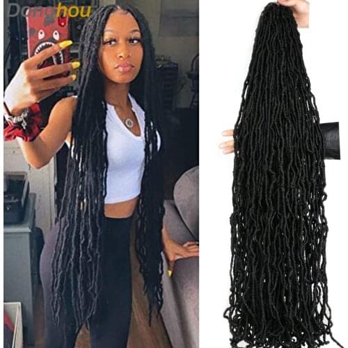 18 24 36 Inch Long Messy Boho Goddess Faux Locs Culry Braid Crochet Hair Soft Nu Locs Natural Synthetic Braiding Hair Extension