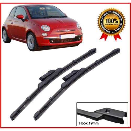 For Fiat 500 500C 2007-Onwards Front Windscreen Pair Flat Wiper Blades 24" 14"