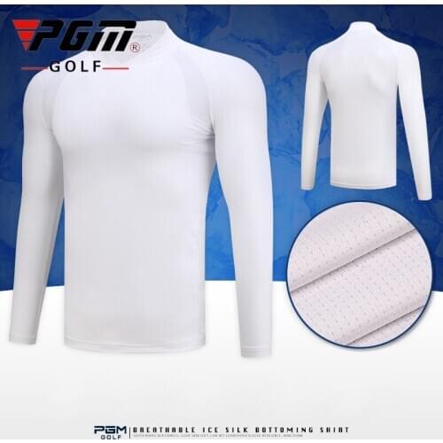 Pgm Men Long Sleeve Golf Shirts Breathable Mesh Quick-Dry Ice Silk Training Tops Summer Men Tights Golf Sportswear D0749