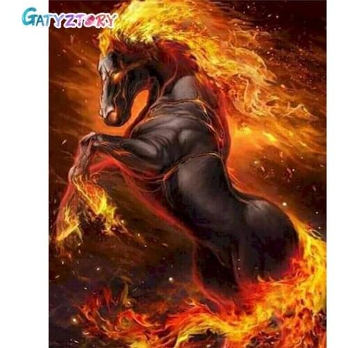 GATYZTORY DIY Diamond Painting Fire Horse Home Decoration Accessories Full Square Drill Mosaic Animal Handmade Special Gift