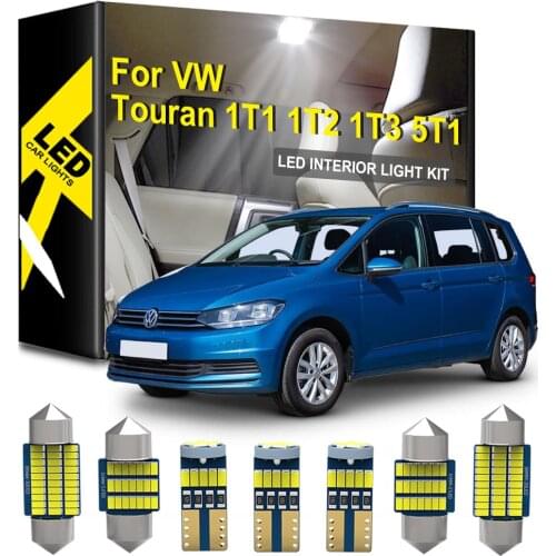 KAMMURI 100% White LED Interior Kit For 2003-2019 VW Touran 1T1 1T2 1T3 5T1 LED Interior Dome Map Door Trunk Light Lamp Kit