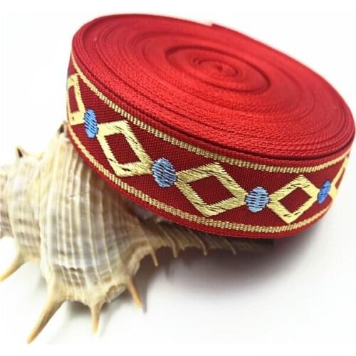 10Yards 16mm 5/8" Simple Red Ribbon Wedding Home Accessory Jacquard Ribbon Handmade Gift Wrapping Yellow Pattern Ribbon