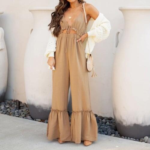 Summer solid color sexy Jumpsuit jump suits for women