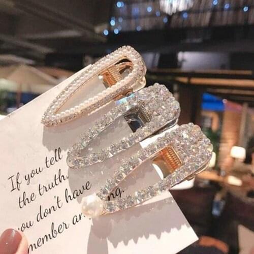 Fashion Pearl Hair Accessories for Women Shiny Pearl Hair Clips Geometric Sweet Pearls Headwear Elegant Girls Hairpins Barrettes