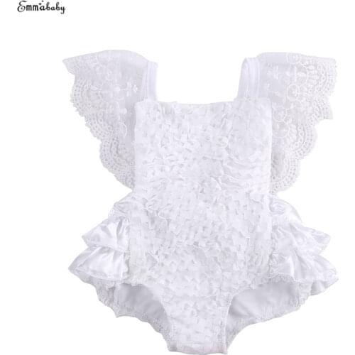 2018 arrival baby bodysuit wholesale kids baby girls sleeveless lace garden cake bodysuit sunsuit Outfits