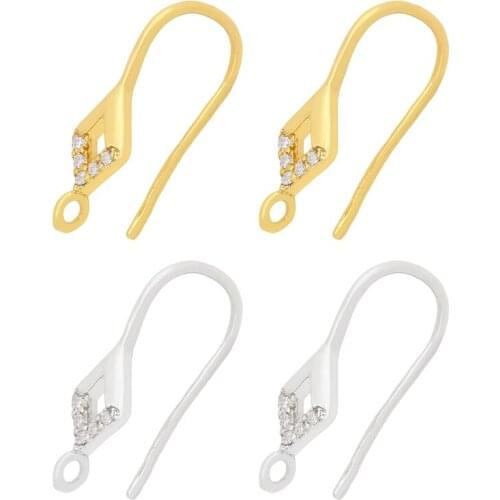 OCESRIO Brass Cubic Zirconia Diy Earrings Making Accessories Components for Jewelry Making erha077