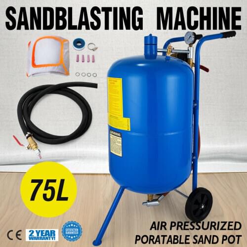 75L Mobile Sandblasting Machine Portable with 3m Tube Electric Sandblasting Portable