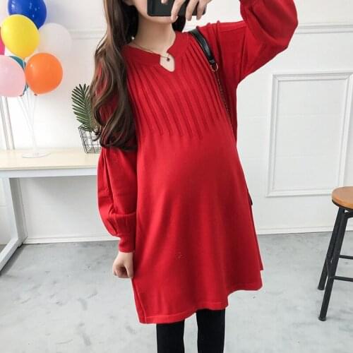 Maternity Dress Autumn and Spring Sweater Clothes for Pregnant Women Large Size Pregnancy Loose Bottoming Knit Clothes