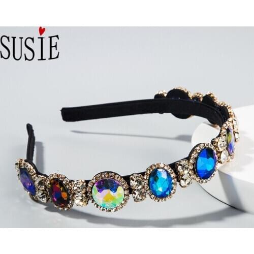 LOVE SUSIE Fashion Women Hairband Thin Brim Rhinestone Crystal Headband Flash Baroque Style Wedding Bridal Hair Band Accessories