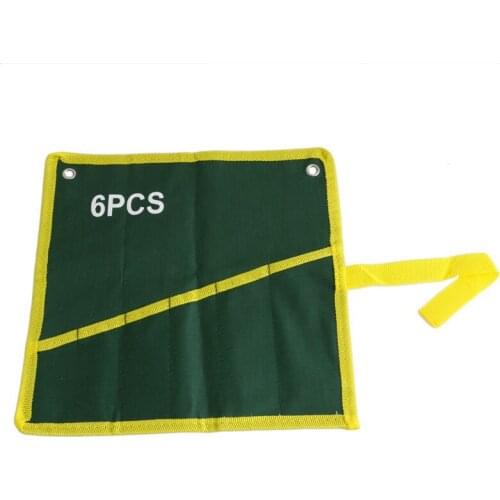 6 Pockets Durable Canvas Spanner Wrench Tool Roll Up Storage Bag