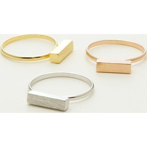 Jisensp Simple Thick Modern Bar Ring Adjustable Geometric Rings Jewelry for Women Stainless Steel Rings Friendship Gifts
