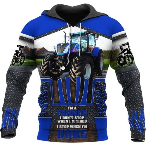 Worker Farmer Tractor instrument Funny NewFashion Long Sleeves 3DPrint Zipper/Hoodies/Sweatshirts/Jacket/Men/women A-523