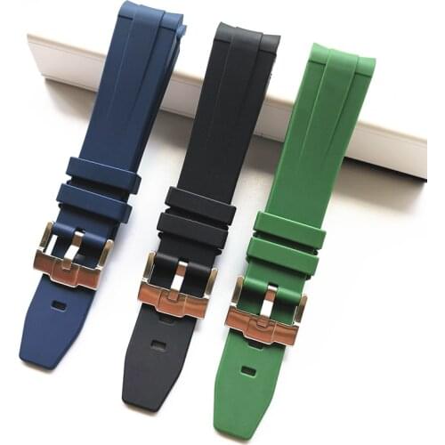 20mm Curved End Rubber Watch Bands for Rolex Green Water Ghost Explorer Yacht Master Daytona Submariner Strap Relogio Masculino