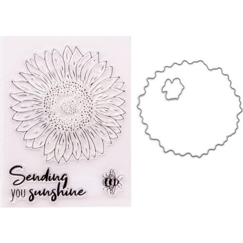 Big Sunflower Flowers Silicone Clear Seal Stamp Cutting Dies Set DIY Scrapbooking Embossing Photo Album Decorate