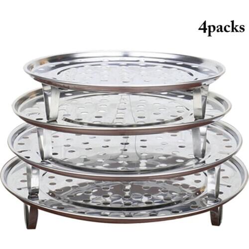 Kapmore 4pcs/set Steamer Rack Heat-Resistant Stainless Steel Assorted Sized Steamer Rack Baking Cooking Tools Kitchen Gadget
