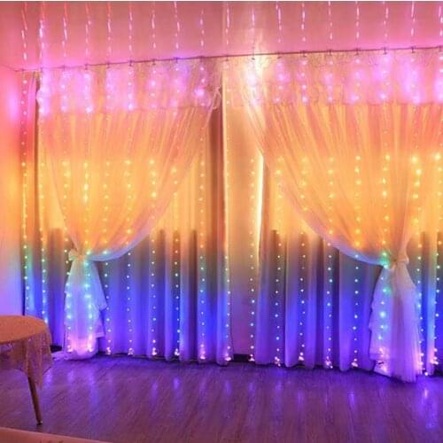 LED rainbow curtain night light 1.5 x 2m 3 x2.8m room living room window decoration USB eight-function remote control DC 5V