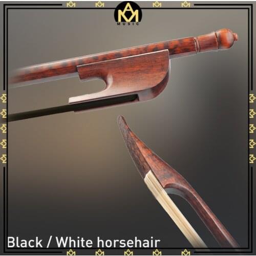 Advanced German Baroque Bow Well Balanced Violin/ Viola/ Cello Bow Snakewood Round Stick Mongolian Black/ White Horsehair