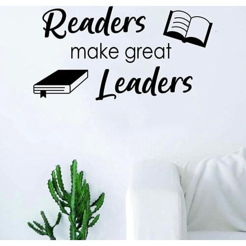 Wall Decal Readers Make Leaders Inspirational Quote Vinyl Sticker Student Classroom Library Reading Room Art Interior Decor Q858