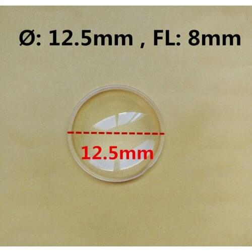 Plano convex LED lens diameter 12.5mm focal length 8mm acrylic