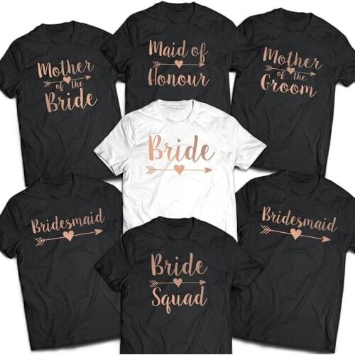 Bride Squad Bridesmaid Women Tshirt Wedding Party Ulzzang T-shirt Girl Tumblr Fashion Shirts Cotton Plus Size Tops Dropshipping