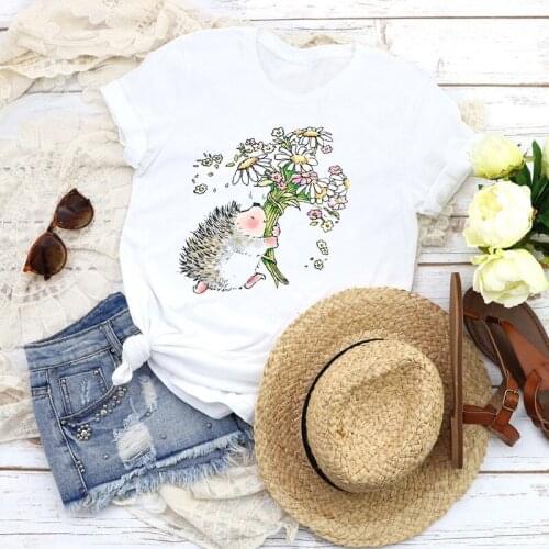 Women Graphic Floral Flower Animal Funny Love 90s Cartoon Fashion Tees Clothing Female Print Tops T Shirt Womens T-Shirt