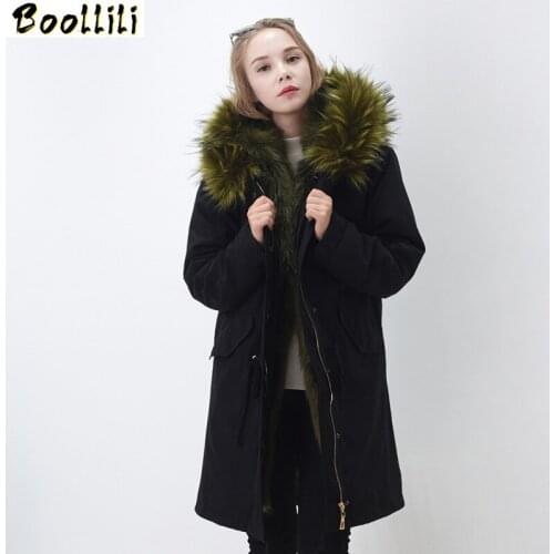 Boollili 2020 Autumn Winter Jacket Women Faux Fox Fur Liner Detachable Warm Coat Female Long Outwear manteau femme hiver