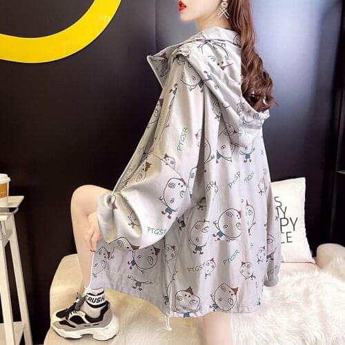 Summer Thin Coat Womens Anti Ultraviolet 2021 New Long Sleeve Versatile Loose Korean Style Sun Protective Clothing Print Jacket