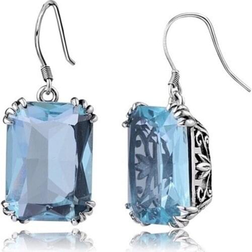 MENGYI Fashion Elegant Square Crown Earrings Big Blue Zircon 9 2 5 Drop Earrings For Women Jewelry Gift Daily Wear Earrings