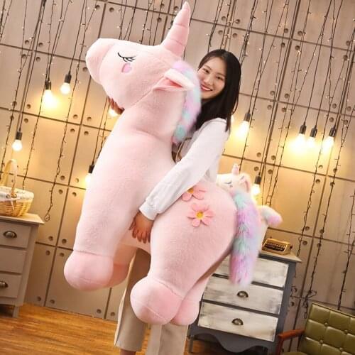 1pc Jumbo Pink White Unicorn Plush Toy Giant Unicorn Stuffed Animal Horse Toy Unicornio Peluche Doll Gift Children Photo Props