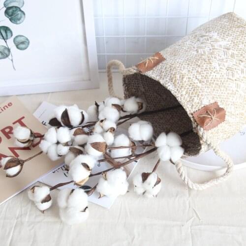 10 Heads of Natural Cotton 53cm Branch Artificial Flowers Home Decoration DIY Decorative for Wedding Birthday Party
