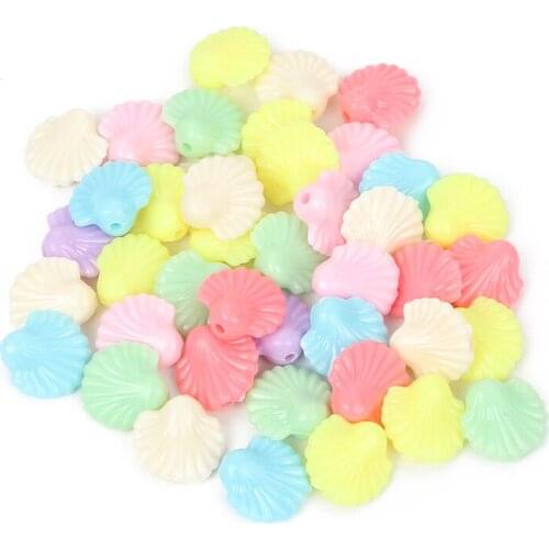 100pcs/lot Mixed Scallop Shape Acrylic Beads Charm Loose Spacer Beads For Jewelry Making DIY Needlework Bracelet Accessories