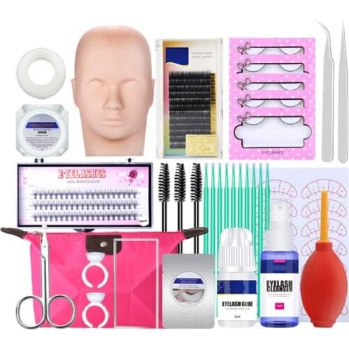 19 In 1 Training Eyelashes Kit Lash Extension Supplies Exercise Practice Mannequin Grafting Eyelash Tools Kit Eye Lashes