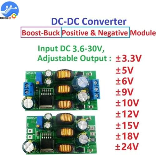 2 in 1 20W Boost-Buck Dual Output Voltage Module 3.6-30V to +-3-30V Adjustable output DC DC Step-up Step-down Converter Board