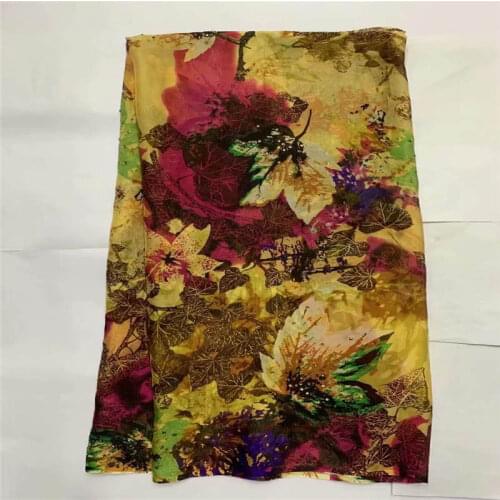 2020 Fashionable Design High Quality Embroidery African 100% Silk Chiffon Fabric 5 Yards For Lady Dress Silk Fabric! LXF77311