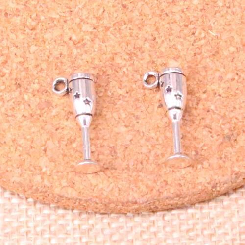 35pcs Antique Silver Plated champagne flutes wine glass Charms Pendants for Jewelry Making Bracelet DIY Handmade Craft 20*5mm