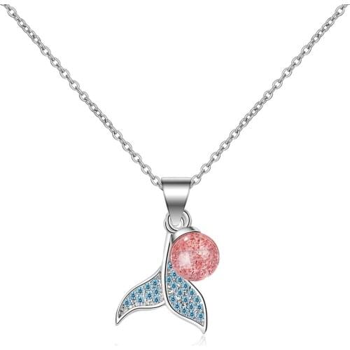 925 Sterling Silver Zircon Mermaid Charm Pendants Choker Statement Collar Necklace For Women Girls Wedding Jewelry dz820