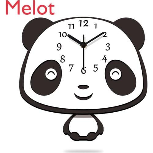 Punch-Free Mute Cartoon Clock Home Bedroom Cute Personalized Childrens Room Wall Clock Living Room Creative Wall Hanging Clock
