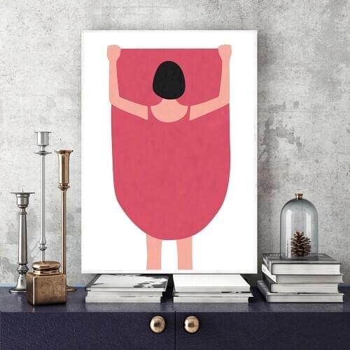 Baby Nursery Wall Art Canvas Poster Print Cartoon Blue Pink Dress Girl Skirt Painting Nordic Kids Children Bedroom Decor Picture