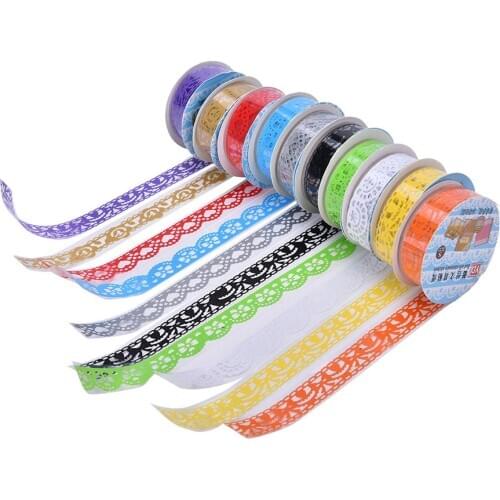 1Pcs Sticky Paper Masking Tape Self Adhesive Tape Scrapbook Tapes Lace Tape Decoration Roll Candy Colors DIY Washi Decorative