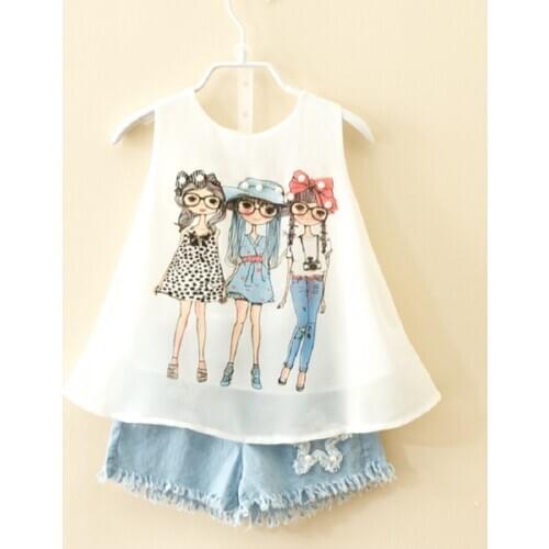 2020 summer brand suit for children girls fashion baby chiffon vest shorts set girl clothes toddler 3 8 10 years kids clothing