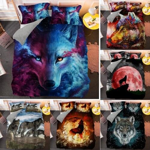 Animal wolf Bedding Sets Double King Queen Size Duvet Blanket Cover 2/3 Pieces Bedclothes With Pillowcase