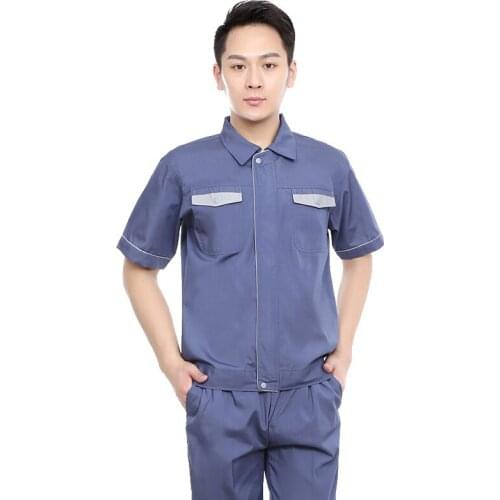 Summer Short Sleeve Durable Work Clothing Suit Auto Car Repairmen Factory Workshop Labor Work Uniform Mechanic Electric Coverall